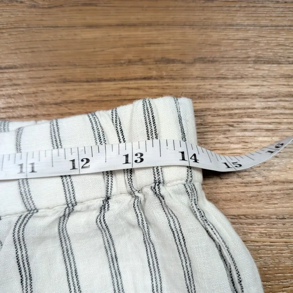 Quince European Linen Tapered Ankle Pants Women S White Striped Resort Coastal